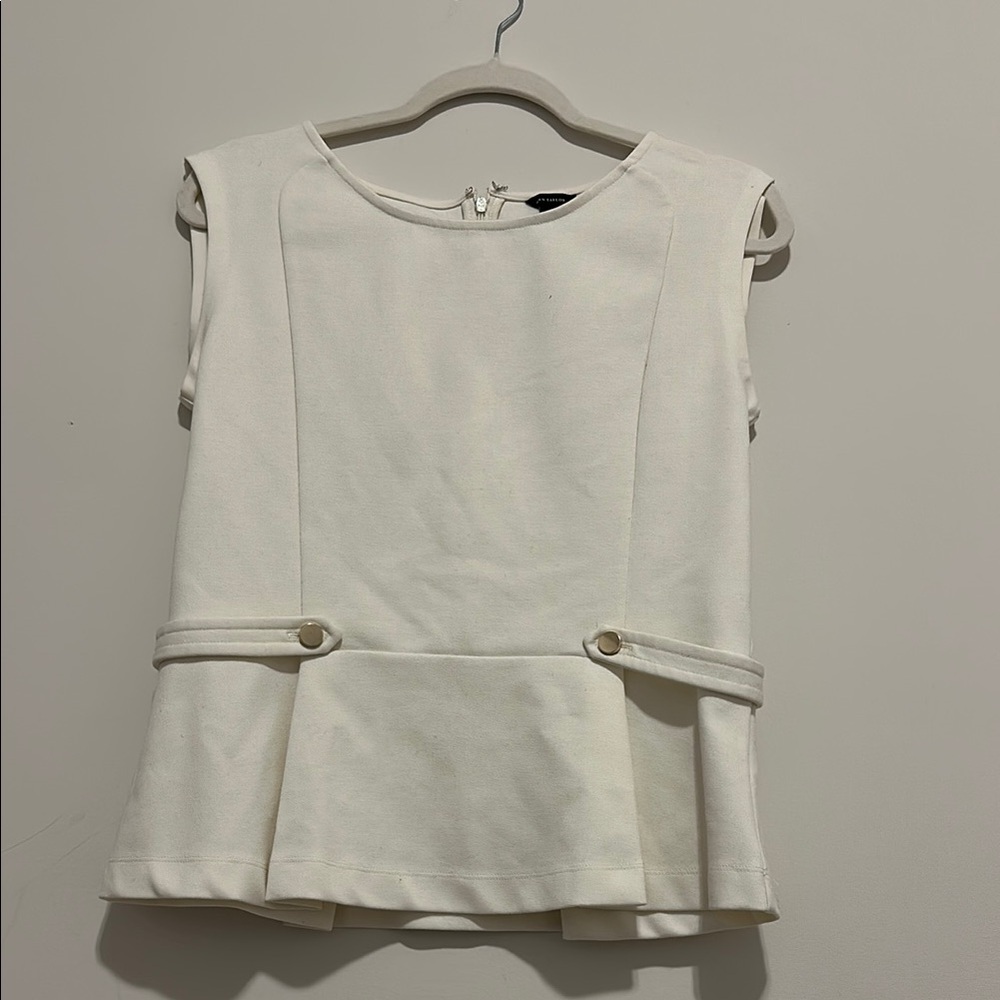 ANN  TAYLOR size L Elegant White Sleeveless Top